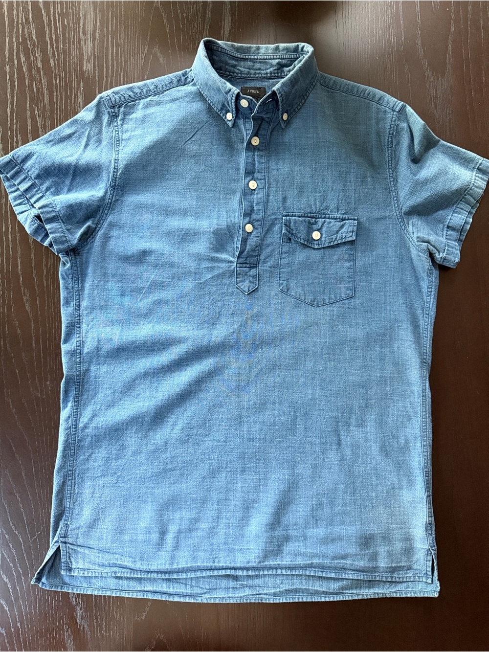 J J.Crew Indigo Cotton Short Sleeve Popover Polo Shirt Men’s Small